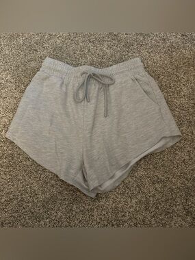 Women's Gray Elastic Waist Drawstring Shorts